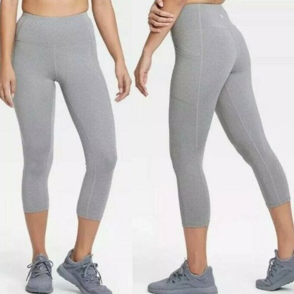 All In Motion Gray Grey High Rise Capri Leggings Exercise Large L - Picture 1 of 14